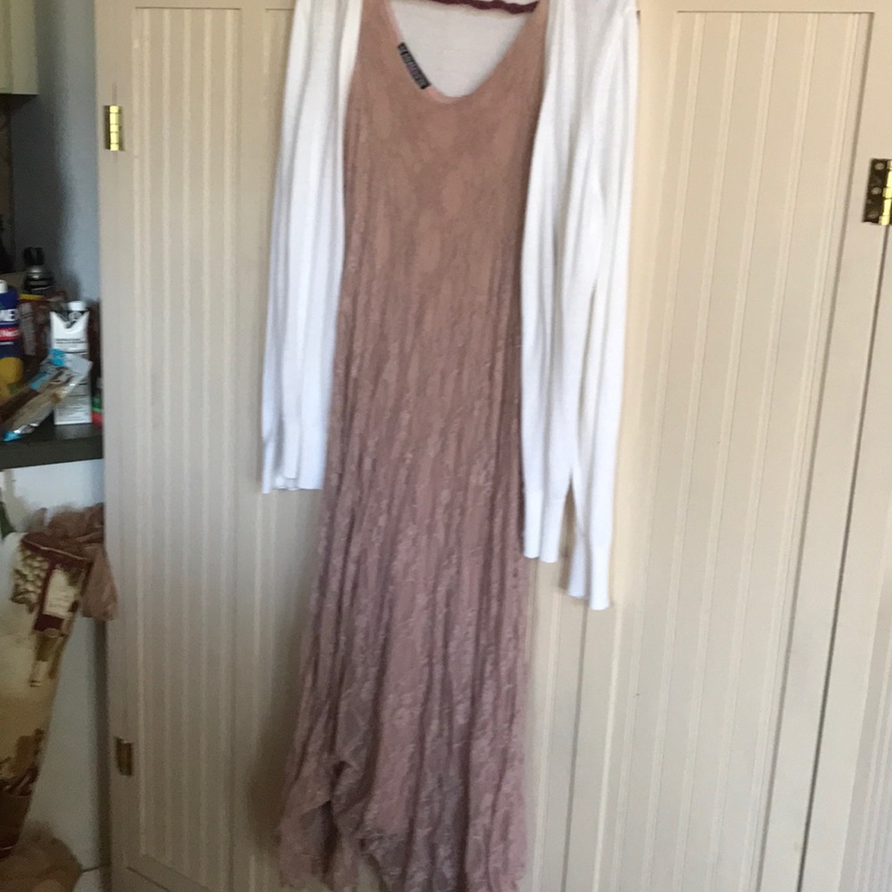 Spring rose color lace dress